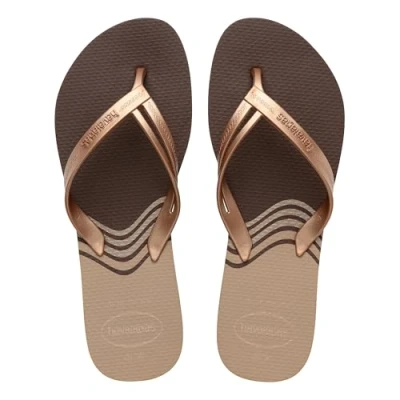 Imagen de Havaianas Sandalias Elegance Print para mujer, color marrón oscuro, talla 4.5/5, 4.5/5 UK