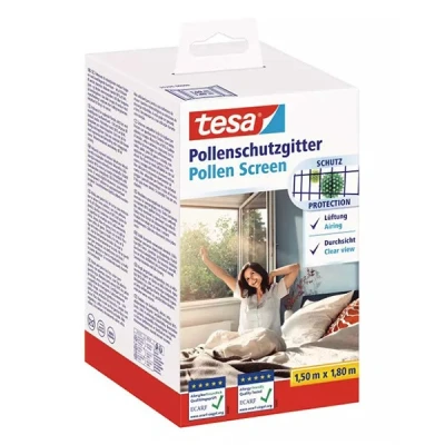 Imagen de tesa Malla Antipolen, Protección transparente y recortable contra el polen, para ventanas que abren hacia adentro, Incluye cinta autoadhesiva, Gris antracita, 150 cm x 180