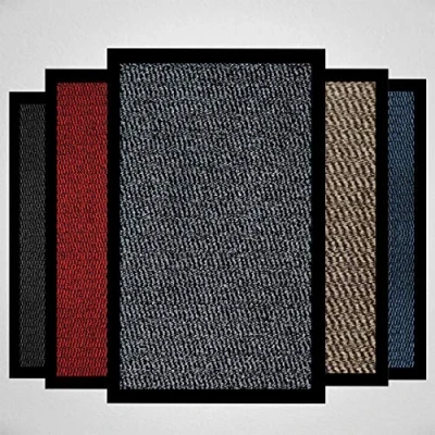 Imagen de Felpudo para interiores y exteriores, color negro gris, lavable, resistente, antideslizante, alfombra de entrada, cocina, superabsorbente (negro, 40x60 cm)