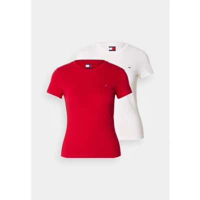 Imagen de Tommy Jeans C NECK TEE 2 PACK Camiseta básica, Mujer, Talla: 34, Ecru/sapphire red