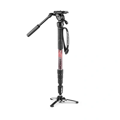 Imagen de Manfrotto Element MII Kit Monopié Vídeo Fluido Aluminio con Rótula, Ligero, Carga Hasta 4 kg, Base Fluida Plegable, Secciones, Twist Locks, Para Cámaras DSLR y Sin Espejo