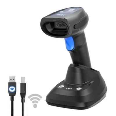 Imagen de LENVII Bluetooth Lector Codigo De Barras Inalambrico 1D 2D QR Code Scanner Inalambrico/Cableado/Bluetooth 3 en 1 Escaner con Base Carga Inteligente Barcode Soporta iOS y Android