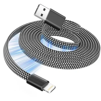 Imagen de Magnetic Lightning cable Coil 1m MFI certificado cargador carga rápida plana retráctil i Phone trenzado para coche compatible con 14 13 12 11 pro Max xr XS X