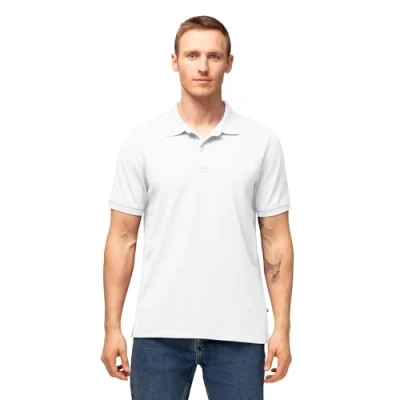 Imagen de DANISH ENDURANCE Polo Hombre Manga Corta en Algodón Orgánico, Camiseta de Vestir, Ropa Verano, 1 o 2 Pack, Blanco, 3XL