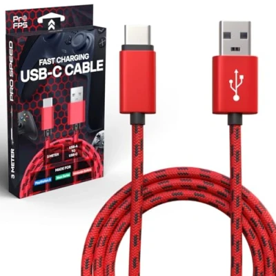 Imagen de ProFPS Cables de carga PS4/PS5 (PS5: USB C A (3 m)