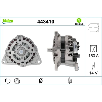 Imagen de VALEO 443410 Alternador 14V 150A FIAT: Ducato III Furgón, Bus, Camión de plataforma / Chasis, IVECO: DAILY 4 Kasten/Kombi