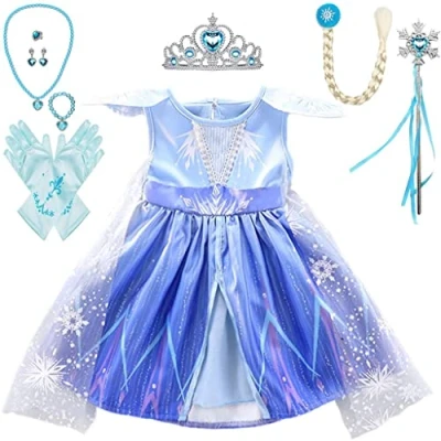 Imagen de Lito Angels Vestido de Princesa Elsa para Bebé Niñas Disfraz Reina las Nieves con Capa y Accesorios Talla 18 24 meses, Azul