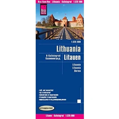 Imagen de Lituania y Kaliningrado, mapa de carreteras impermeable. Escala1:325.000. Reise Know How. (Lithuania and Kaliningrad (1:325.000))