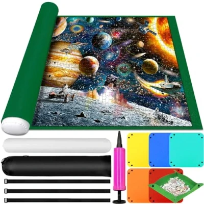 Imagen de MOYKSRR Tapete Puzzle, para Enrollar Puzzles 1000 1500 2000 3000 Piezas, Estera de Rompecabezas Portátil, Puzzle Mat Roll Up Pad, Fieltro Accesorios