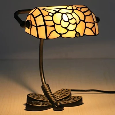 Imagen de Verde Flexo de Escritorio, Lámpara Mesa Estilo Tiffany, lampara Vintage, Banquero, luz despacho, mesita Noche,F