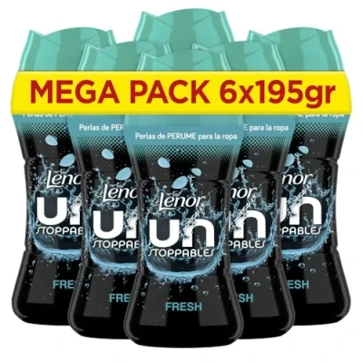 Imagen de Lenor UNstoppables Perlas de Perfume para la Ropa, 96 Lavados (6 x 195g), Suavizante con Fragancia Fresca, Potenciador Frescor