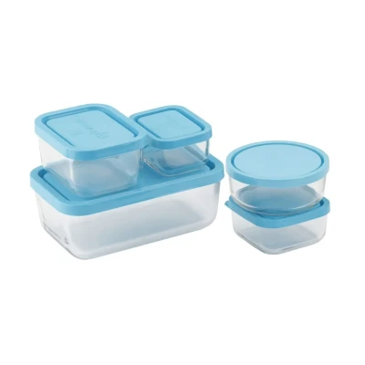 Imagen de Bormioli Food Storage Containers Frigoverre Blue Set of 5