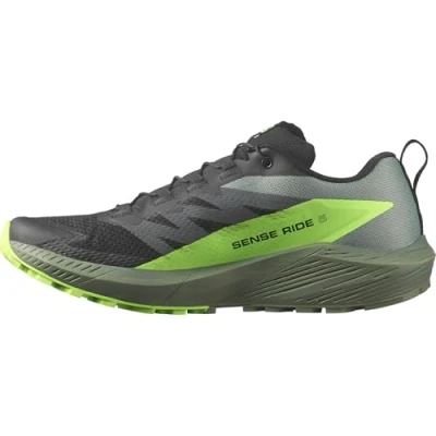 Imagen de SALOMON Sense Ride, Zapatillas de Trail Running Hombre, Ride 5 Black/Laurel Wreath/Green Gecko, 41 1/3 EU