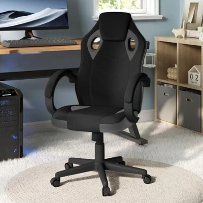 Imagen de WOLTU Silla Gaming en Tela Transpirable para Verano, de Oficina Ergonómica, Giratoria con Ruedas Silenciosas, Sillas Ordenador Reposacabezas y Apoyabrazos, Carga Máxima 150 kg, Gris