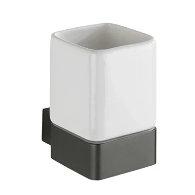 Imagen de WENKO Vaso para Cepillo de Dientes Montella Incluye Material atornillado Montaje en Pared Gris Antracita