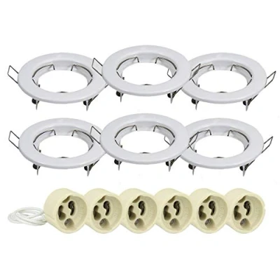 Imagen de LEDLUX 6 piezas Led soporte de foco empotrable redondo fijo con orificio resorte 60 mm portalámparas GU10 incluido
