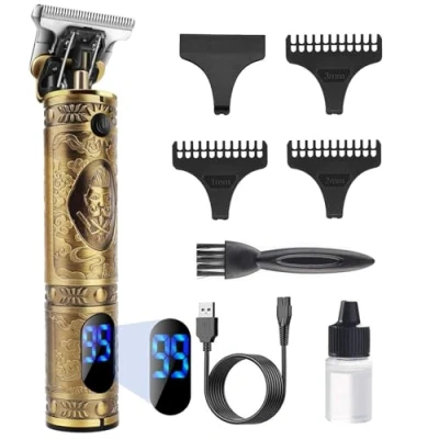 Imagen de YiLFo Maquina Cortar Pelo, de Afeitar Hombre, Cortapelos Hombre Profesional, Afeitadora Cortadora Eléctrica con LED, Recortar Barba sin Cable, el Pelo para Contornos