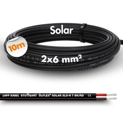 Imagen de 10 metros de cable solar Lapp ÖLFLEX XLS R T 2X6 mm² BK/RD doble