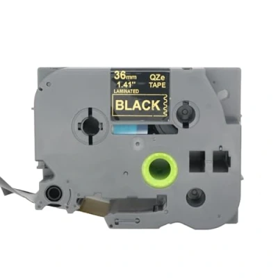 Imagen de BROVACS 1 paquete de cinta etiquetas laminada dorada sobre negra compatible con impresora Brother P Touch TZ 364 TZe 36 mm OPA4364