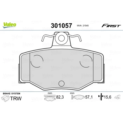 Imagen de VALEO 301057 Juego de pastillas freno FIRST Eje trasero excl. contacto avisador desgaste Chapa antichirridos NISSAN: Primera Hatchback