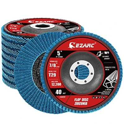 Imagen de EZARC Discos Abrasivos Profesionales Ø 125 mm x 22,2 mm, 10 Piezas, Disco de Láminas Grano 40 para Metal o Madera Amoladora Angular