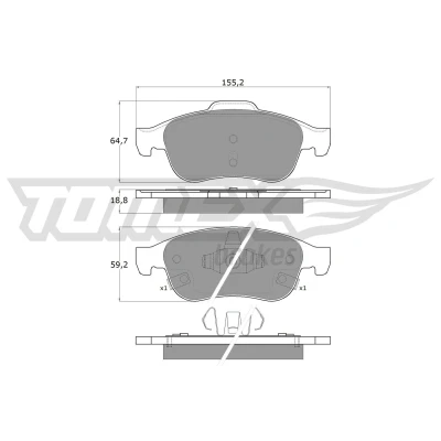 Imagen de TOMEX brakes TX 18 Juego de pastillas freno Eje delantero con avisador acústico desgaste JEEP: Renegade SUV, FIAT: 500X