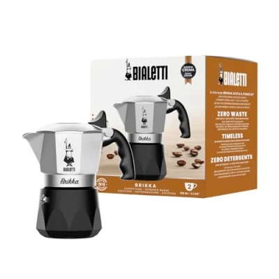 Imagen de Bialetti New Brikka 2023, Moka pot, la única cafetera capaz de hacer un espresso cremoso, 2 tazas, Aluminio