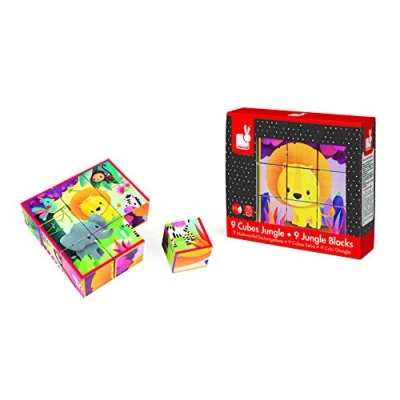 Imagen de Janod J02732 Kubkid 9 Blocks, Jungle Animals