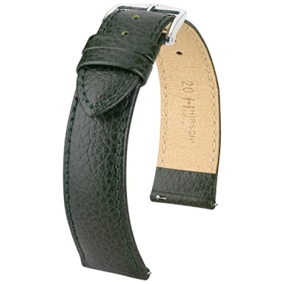 Imagen de HIRSCH Correa de Reloj Kansas L Piel Becerro auténtica Grabado búfalo Hombre/Mujer Verde 20 mm