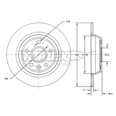 Imagen de Disco de freno TOMEX Brakes TX 71 61
