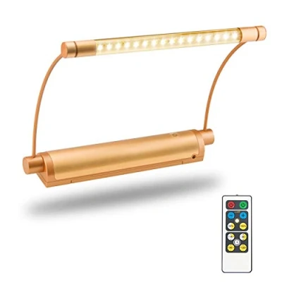 Imagen de HONWELL Lámpara de Pared Inalámbrica con Luz LED, Luces Pilas Temporizador, Marco Giratorias Control Remoto, Espejo Iluminación para Pintar, Obras Arte, Color Rosa Dorado