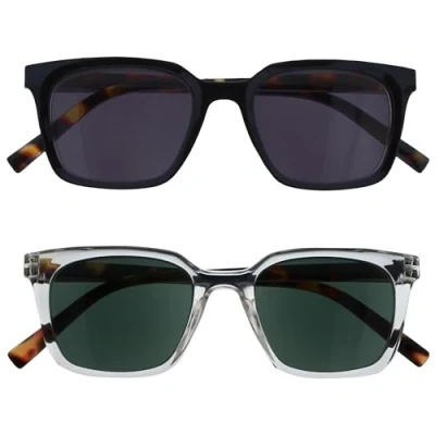 Imagen de OPULIZE KOI Gafas de Lectura Para el Sol x2 Rectangular Lentes Tintadas UV400 Negro/Transparente Hombre Mujer Bisagras Muelle SS50 1C +1.00