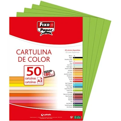 Imagen de Fixo Paper 11120327 Pack de 50 cartulinas Papel cartulina din A3 Color verde lima