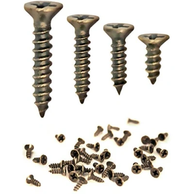 Imagen de FUXXER® 100 tornillos para madera antiguos, latón bronce antiguo, ranura en cruz, cabeza avellanada, auto corte, juego de unidades (3 x 12 mm)