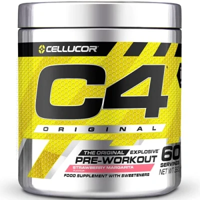 Imagen de C4 Original Suplemento en polvo para preentrenamiento Strawberry Margarita Bebida energética antes de entrenar 150 mg cafeína + beta alanina monohidrato creatina 60 raciones