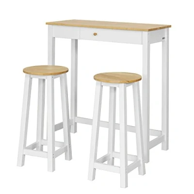 Imagen de SoBuy Set de 1 Mesa y 2 taburetes Alta Bar Comedor FWT50 WN ES
