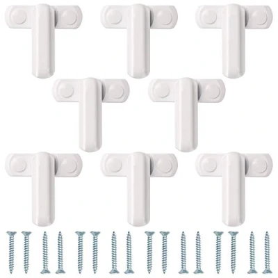 Imagen de Kinstecks 8PCS Sash Jammer Strong Zinc Cast Alloy Extra Security Locks Blocker para varias puertas UPVC/PVC y Windows Home White