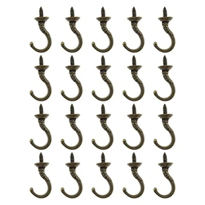 Imagen de ECSiNG 20 Ganchos de Tornillo Vintage Gancho Retro para Colgar en La Pared Techo Accesorios Taza Talla Antigua El Hogar Tazas Llaves Calendarios