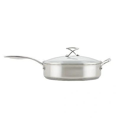 Imagen de Circulon Steelshield sartén de acero inoxidable con tapa 30 cm / 4,7 L, inducción híbrida antiadherente y vidrio endurecido, apta para utensilios cocina metal,