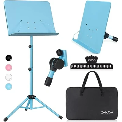 Imagen de CAHAYA Atril Musica Extensible &amp; Atril: Sobremesa 2 EN 1 Soporte para Partituras Plegable con Altura Ajustables de 80 145cm Incluye Bolsa Transporte Color Azul Modelo CY0194 3