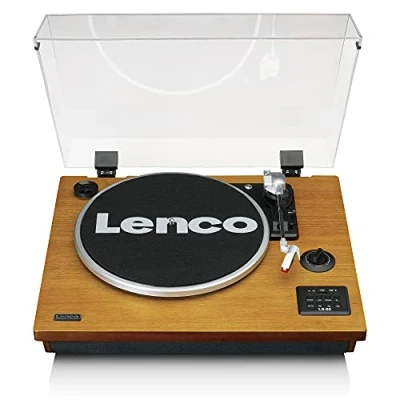 Imagen de Tocadiscos Lenco LS 55 con Altavoces Integrados Recepción Bluetooth Codificación Directa de MP3 a Medios Almacenamiento 2 x 5 vatios RMS Entrada USB AUX Marrón
