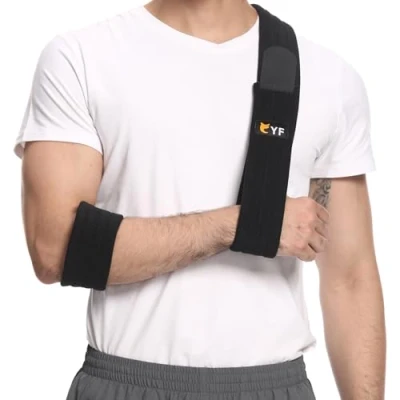 Imagen de YF Eslinga de Brazo, Eficaz Cabestrillo Inmovilizador Hombro para Manguito Rotador Muñeca Codo Desgarrado, Ajustable Ligero Cómodo Soporte Brazo Huesos Rotos y Fracturados