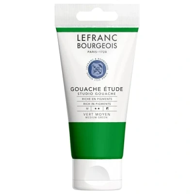 Imagen de Lefranc Bourgeois 301923 Studio Gouache, colores vivos, resistentes a la luz y opacos en tubo de 80 ml Verde Medio