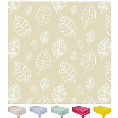Imagen de Mantel de Hule, Rectangular 140 x 180cm, Hojas, Beige