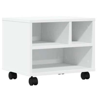 Imagen de vidaXL Soporte para Impresora con Ruedas Blanco 41x32x34,5 cm, Mesa de Impresora, computadora, Almacenamiento