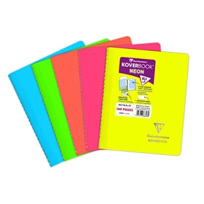 Imagen de Clairefontaine 366723C Koverbook NEON reliure intégrale enveloppante PP opaque 14,8x21cm 160p ligné couleur aléatoire