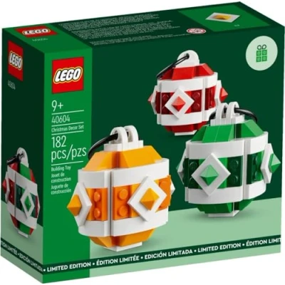 Imagen de LEGO Juego de decoración navideña 40604 GWP Artesanía 3 adornos coloridos (182 piezas)