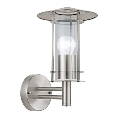 Imagen de Eglo 30184 Outdoor wall lighting E27 60W Acero inoxidable iluminación al aire libre, inoxidable, Vidrio, IP44, Entrada, Cochera, Jardín, Patio, Transparente