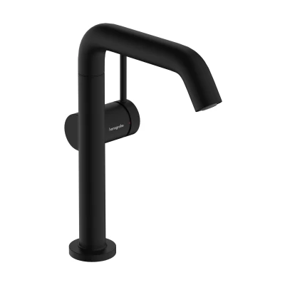 Imagen de hansgrohe Tecturis S Fine grifo lavabo con vaciador Push Open, caño giratorio, monomando 187 mm, mezclador ahorro de agua (EcoSmart+), negro mate, 73360670