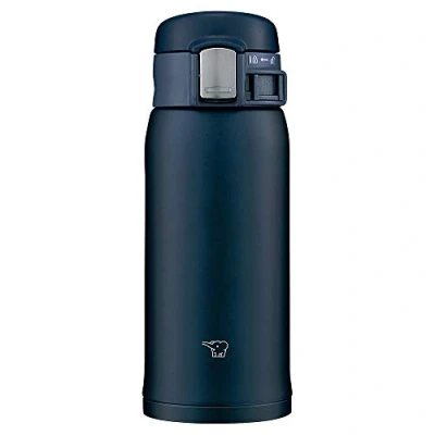 Imagen de Zojirushi SM SF36 AD Botella de agua, bebida directa, apertura un solo toque, taza acero inoxidable, 12.2 onzas líquidas (12.2 fl oz), azul marino